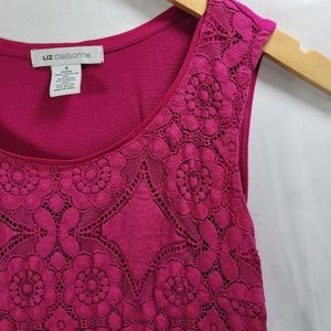 Liz Claiborne Women's Small Pink Lace Sleeveless Top